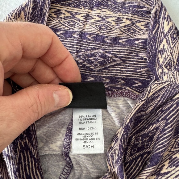 Bobeau Women's Boho Small Pull-On A-Line Midi Skirt Purple Aztec Tribal Festival - Picture 8 of 15